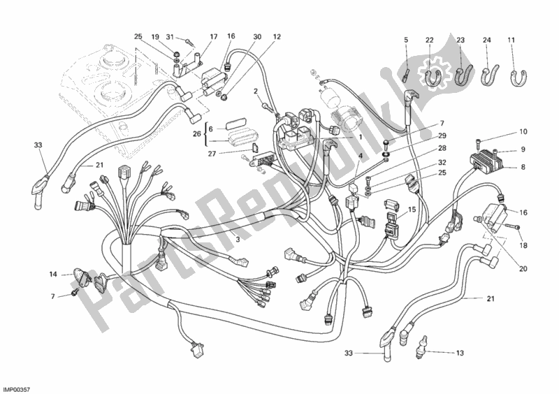 All parts for the Wiring Harness of the Ducati Monster S2R 1000 2007